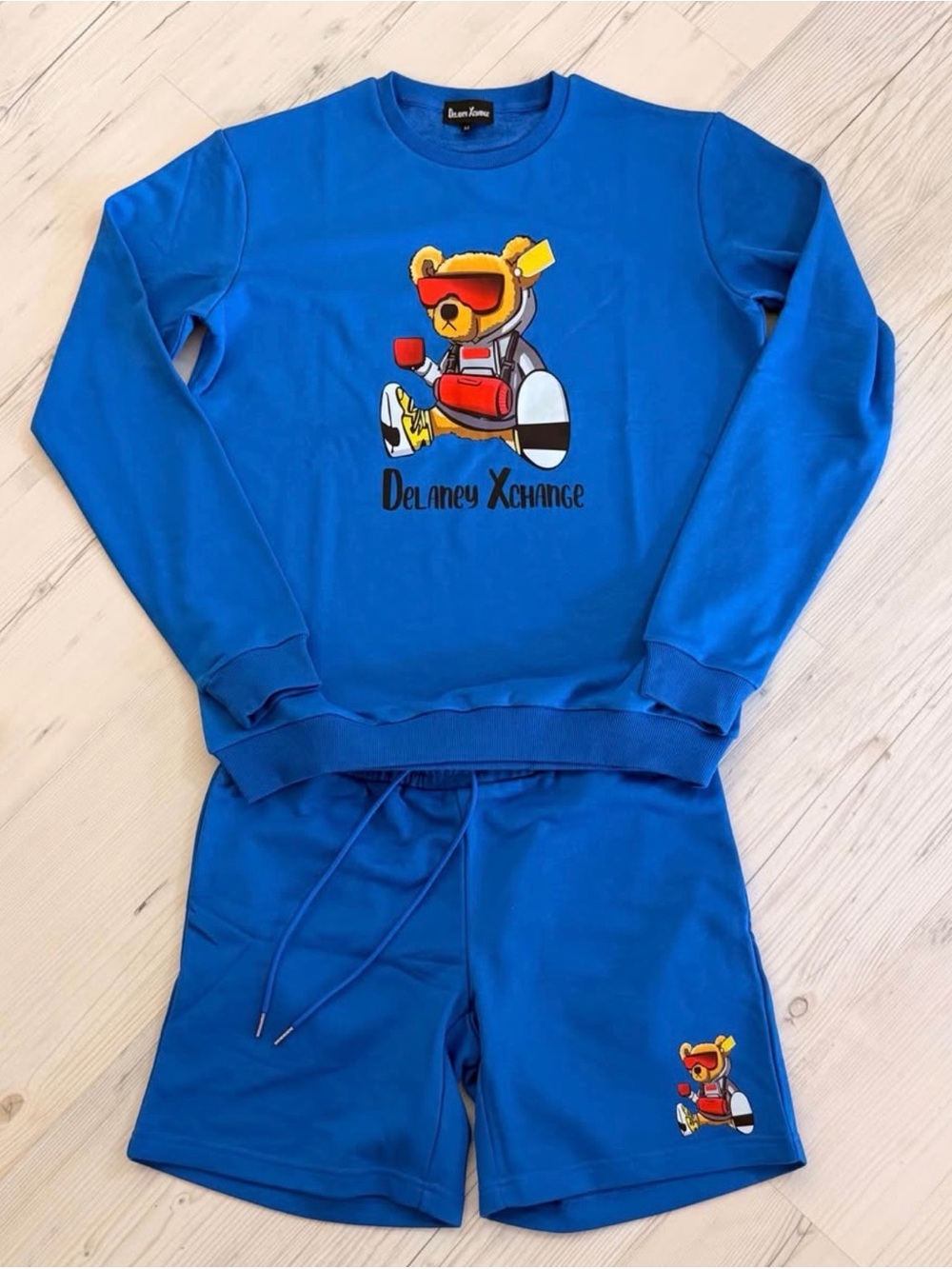 Kids Blue Bear Graphic Sweatshirt and Jogger Set